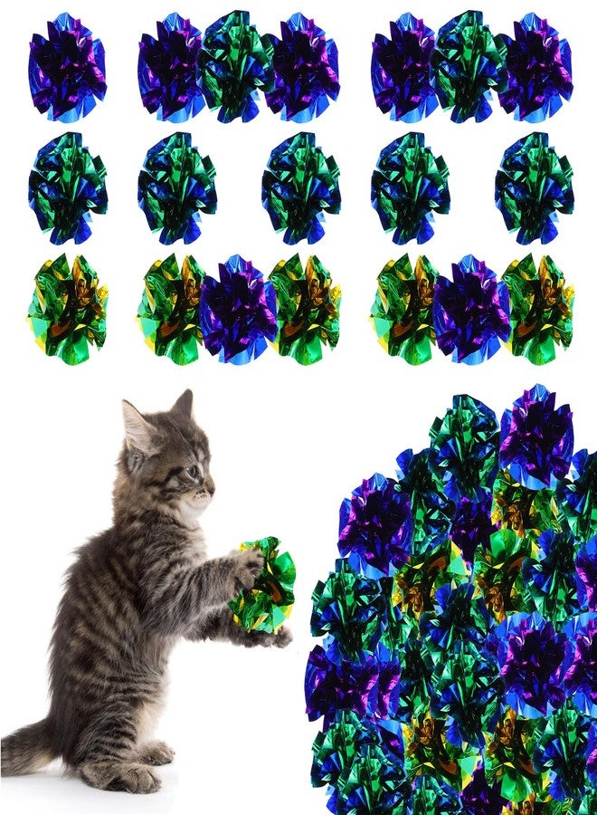 Tobeelec 100 Pcs PVC Crinkle Balls Cat Toys 2.36" Interactive Crinkle Ball, Colorful Balls Chew Toy for Cat Chase Ball Toys Attract Cats for Indoor Cats and Kittens to Keep Fit and Active(Colors Random) - Image 1